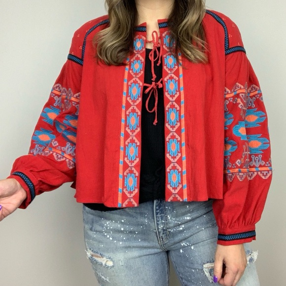Tribal Tales Embroidery Jacket L&B XL 2X 3X Red - Picture 7 of 8